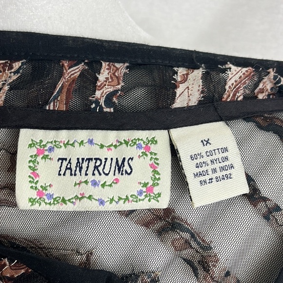 Tantrums Vintage Sheer Geometric Print Long Sleeve Button Up Blouse Top Size 1X - Picture 11 of 11